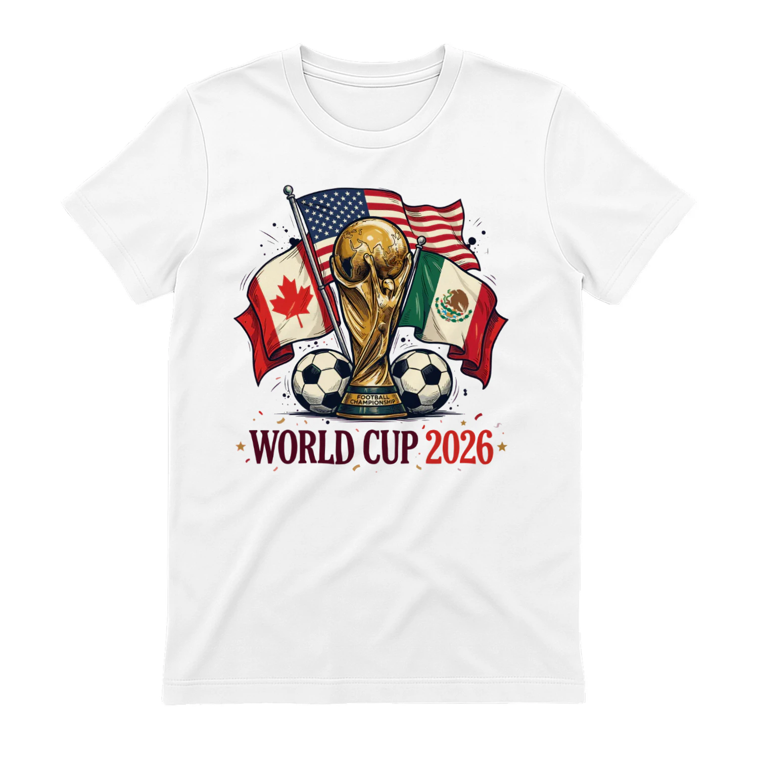 🏆 World Cup 2026 USA Canada Mexico Soccer Classic Unisex T-shirt, Football Championship Trophy Classic Unisex T-shirt, Host Nations Fan Gift, Get Yours!