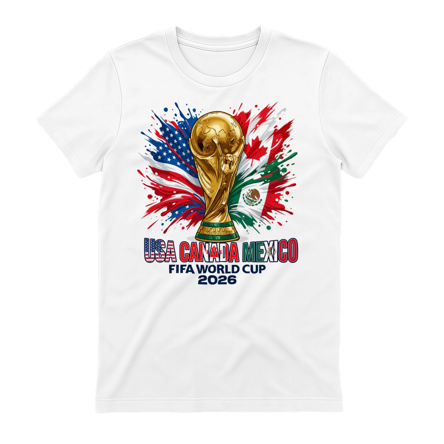 🏆 FIFA World Cup 2026 USA Canada Mexico Classic Unisex T-shirt, Soccer Fan Trophy Tee, Host Nations Football Graphic, Get Yours!