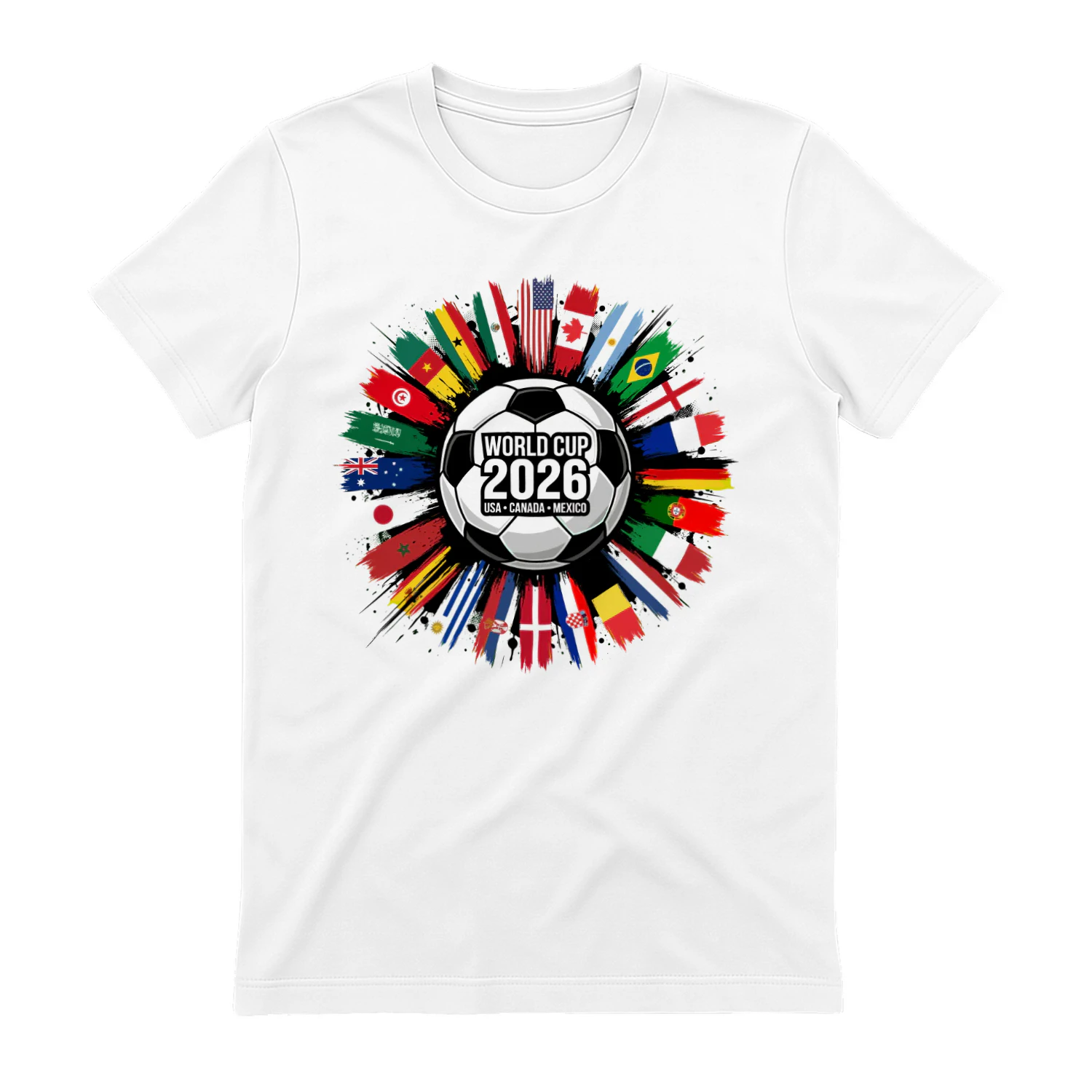 ⚽ World Cup 2026 Qualified Nations Classic Unisex T-shirt, USA Canada Mexico Soccer Fan Classic Unisex T-shirt, International Football Flags Graphic, Get Yours!