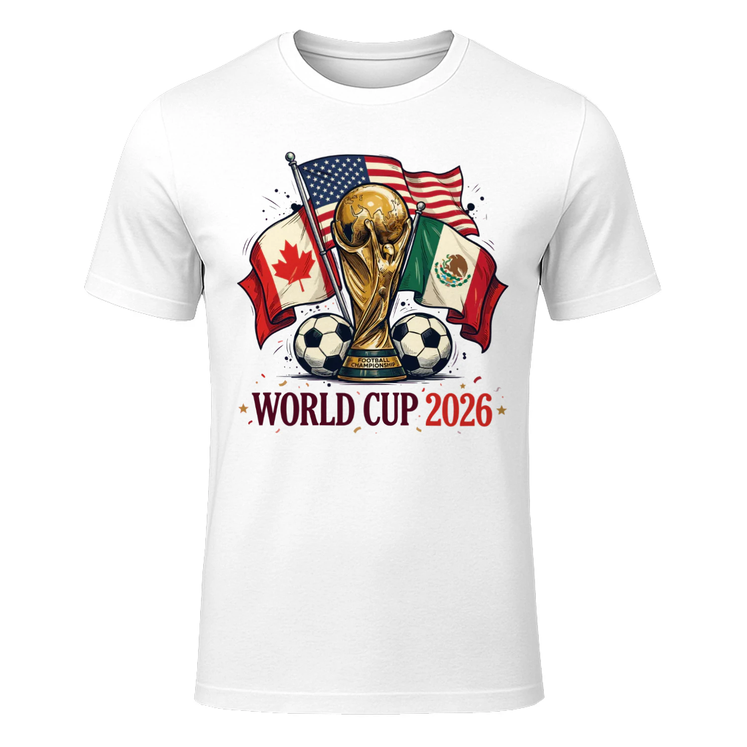 🏆 World Cup 2026 USA Canada Mexico Soccer Classic Unisex T-shirt, Football Championship Trophy Classic Unisex T-shirt, Host Nations Fan Gift, Get Yours!