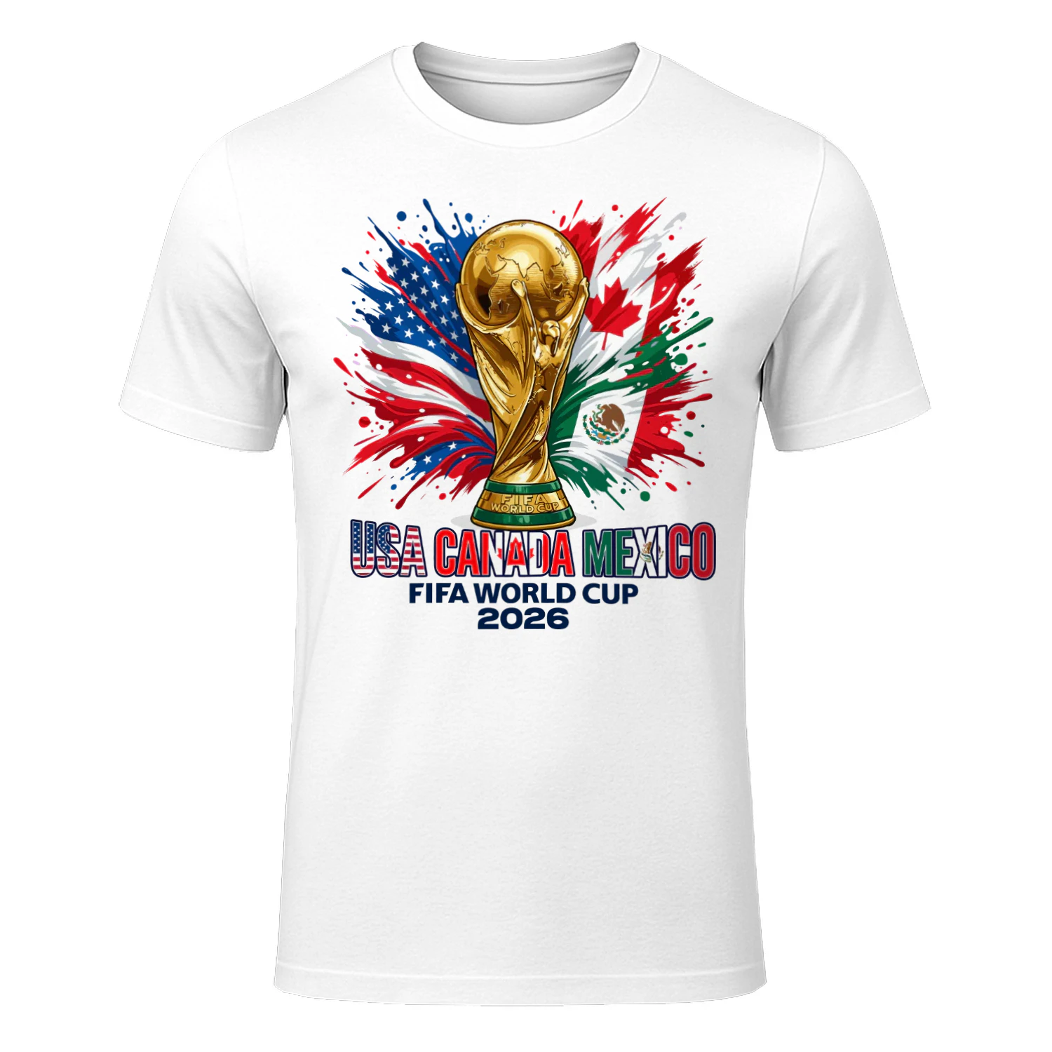 🏆 FIFA World Cup 2026 USA Canada Mexico Classic Unisex T-shirt, Soccer Fan Trophy Tee, Host Nations Football Graphic, Get Yours!