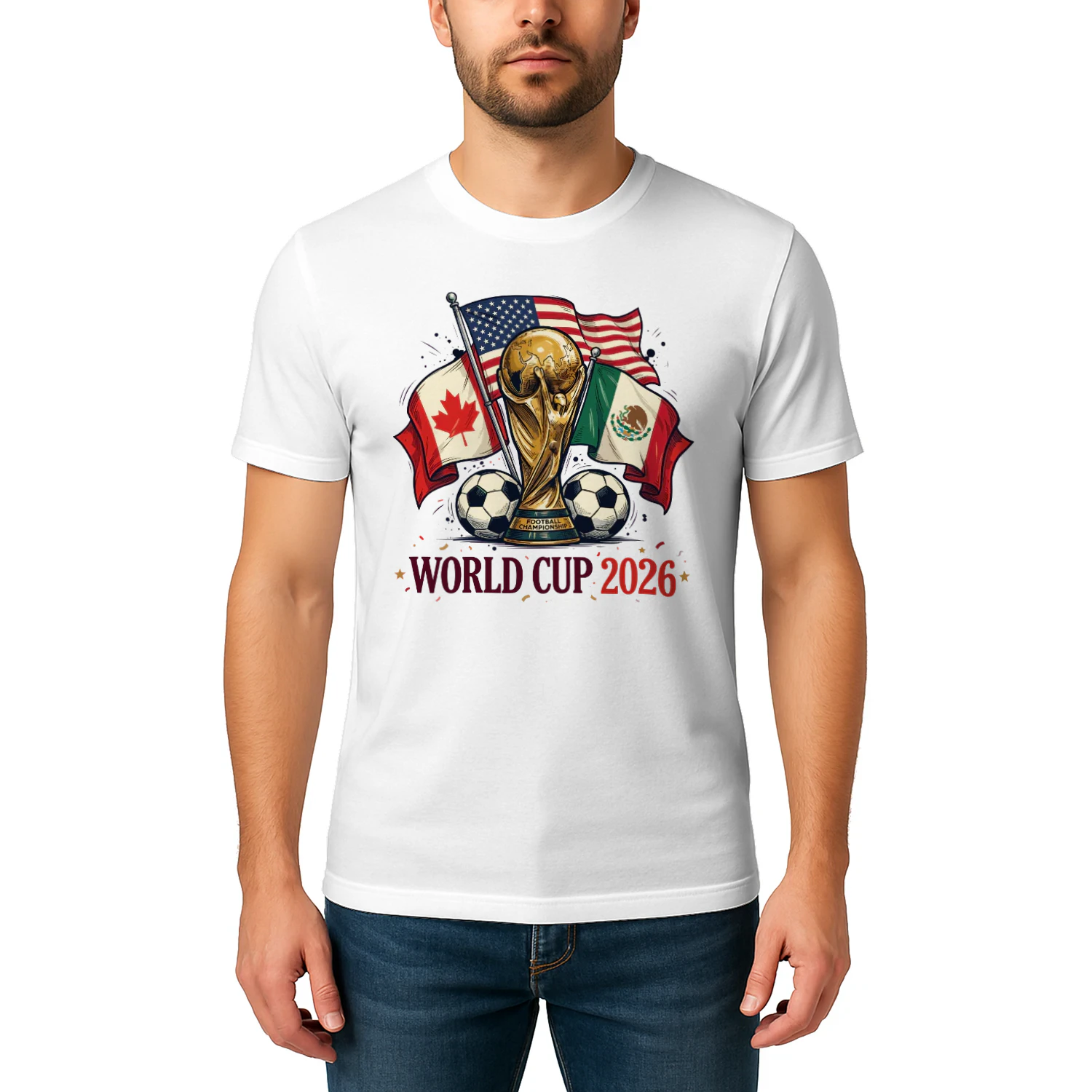 🏆 World Cup 2026 USA Canada Mexico Soccer Classic Unisex T-shirt, Football Championship Trophy Classic Unisex T-shirt, Host Nations Fan Gift, Get Yours!