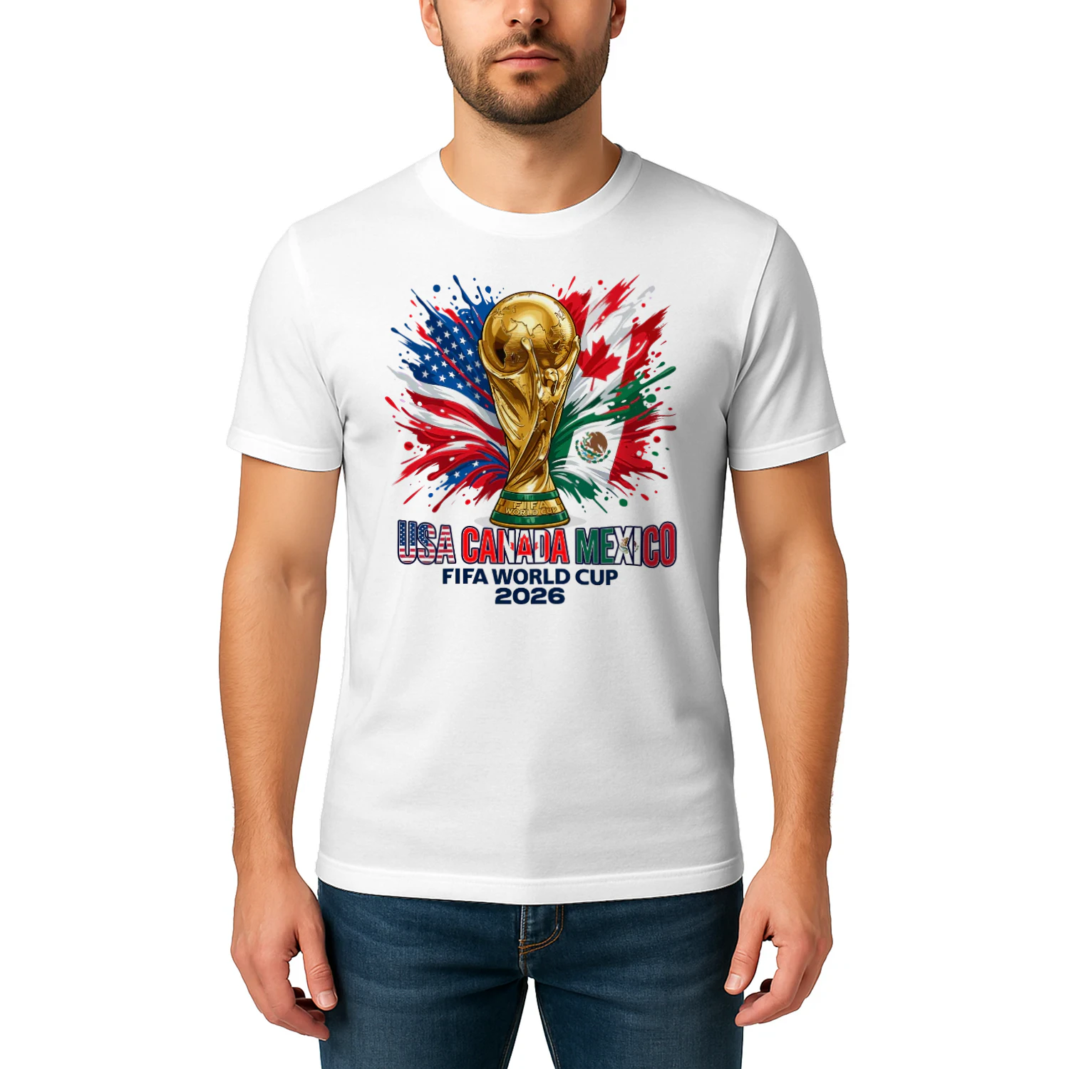 🏆 FIFA World Cup 2026 USA Canada Mexico Classic Unisex T-shirt, Soccer Fan Trophy Tee, Host Nations Football Graphic, Get Yours!