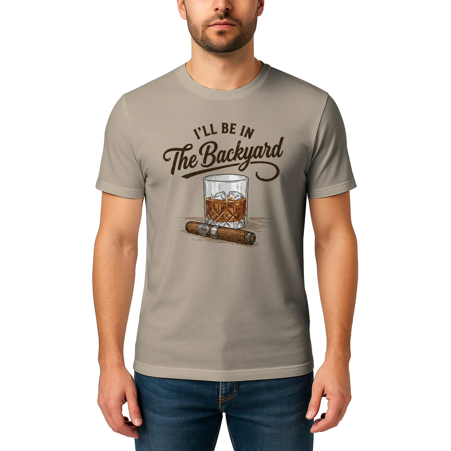 🥃 I'll Be In The Backyard Whiskey & Cigar T-Shirt | Bourbon Lover Shirt | Backyard Drinking Tee | Dad Gift | Get Yours!