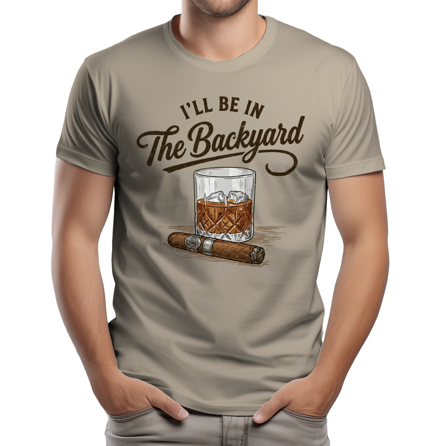 🥃 I'll Be In The Backyard Whiskey & Cigar T-Shirt | Bourbon Lover Shirt | Backyard Drinking Tee | Dad Gift | Get Yours!