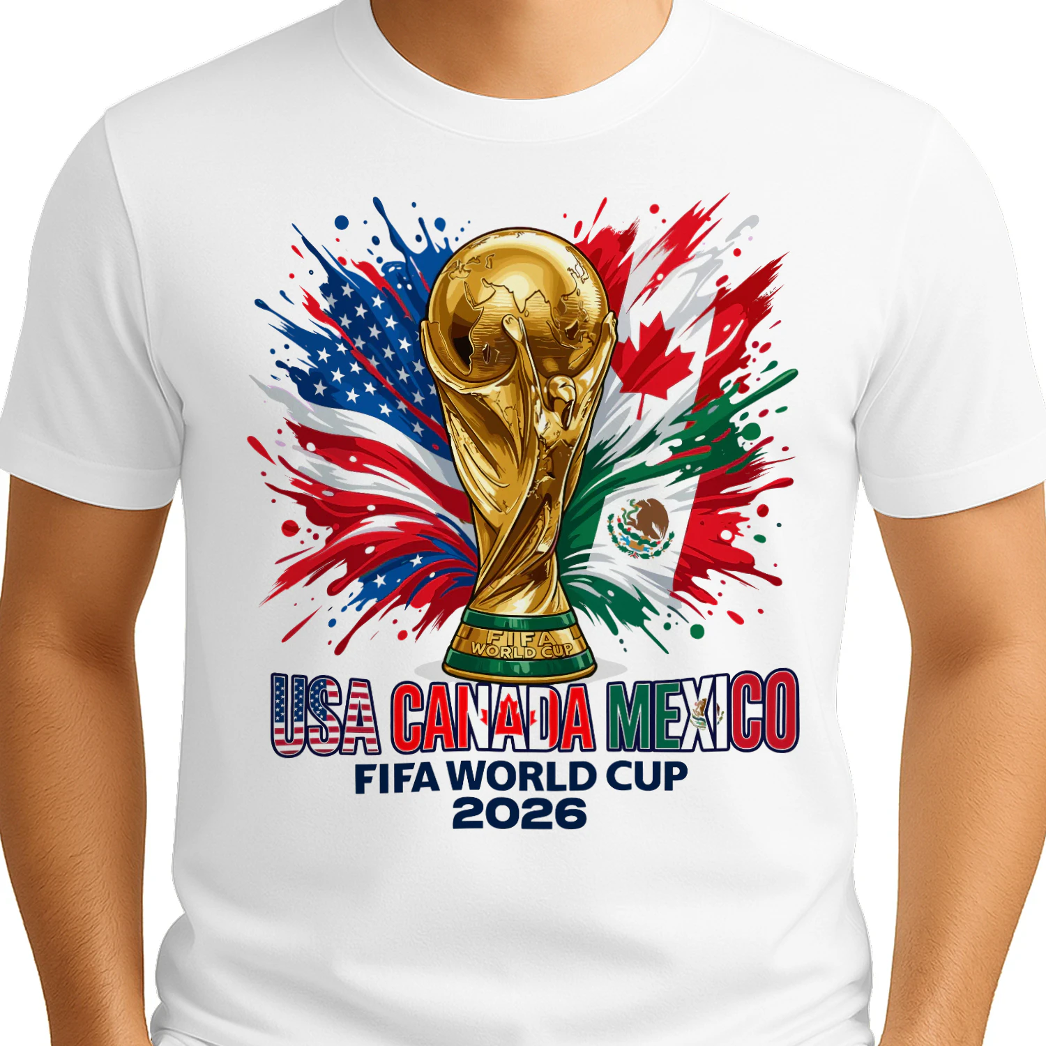 🏆 FIFA World Cup 2026 USA Canada Mexico Classic Unisex T-shirt, Soccer Fan Trophy Tee, Host Nations Football Graphic, Get Yours!