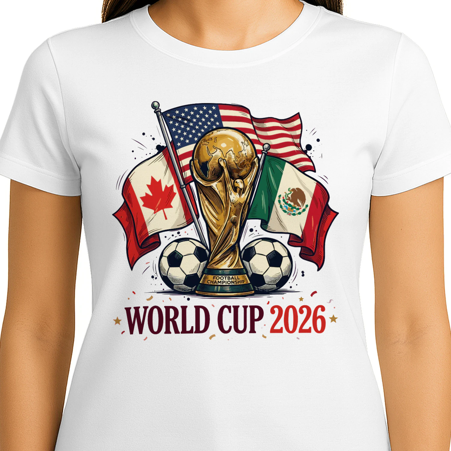 🏆 World Cup 2026 USA Canada Mexico Soccer Classic Unisex T-shirt, Football Championship Trophy Classic Unisex T-shirt, Host Nations Fan Gift, Get Yours!