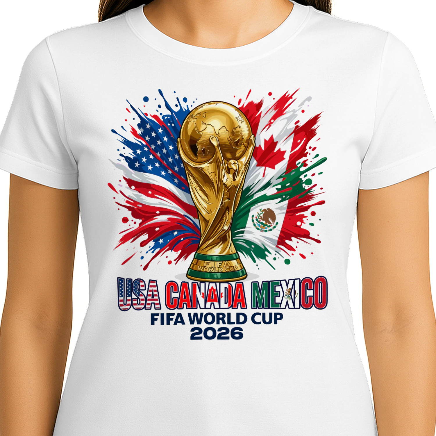 🏆 FIFA World Cup 2026 USA Canada Mexico Classic Unisex T-shirt, Soccer Fan Trophy Tee, Host Nations Football Graphic, Get Yours!