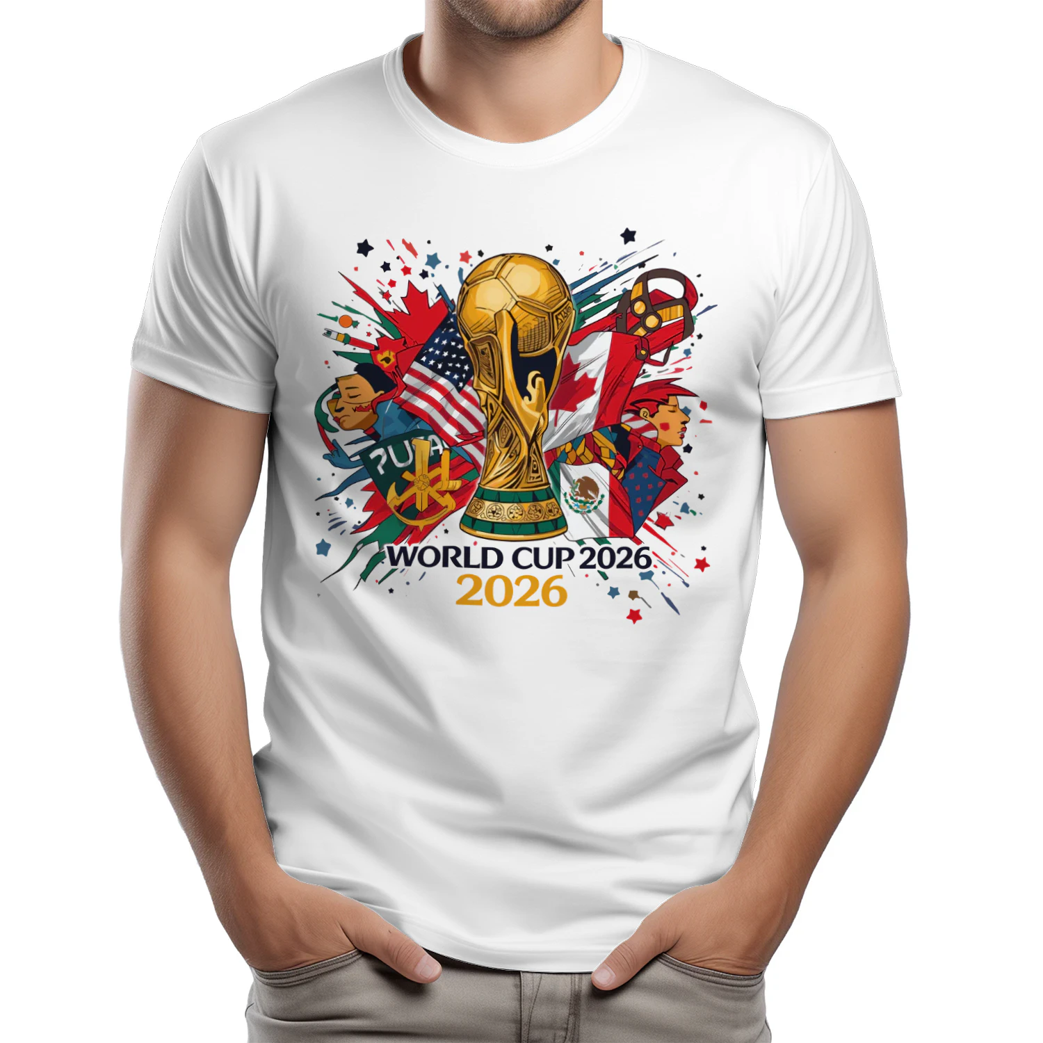 🏆 World Cup 2026 Host Nations Soccer Classic Unisex T-shirt, USA Canada Mexico Football Trophy Fan Classic Unisex T-shirt, Tournament Graphic, Get Yours!