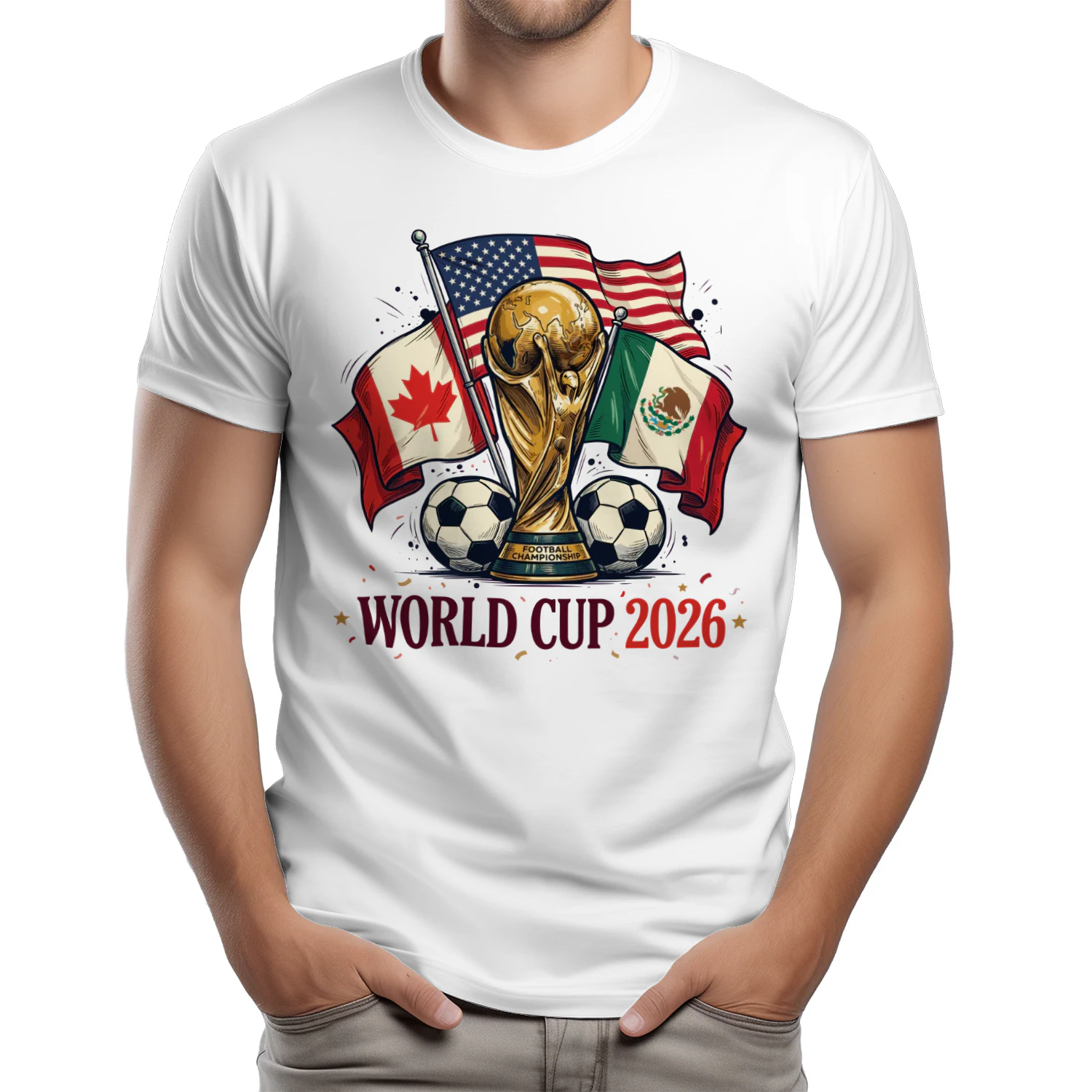 🏆 World Cup 2026 USA Canada Mexico Soccer Classic Unisex T-shirt, Football Championship Trophy Classic Unisex T-shirt, Host Nations Fan Gift, Get Yours!