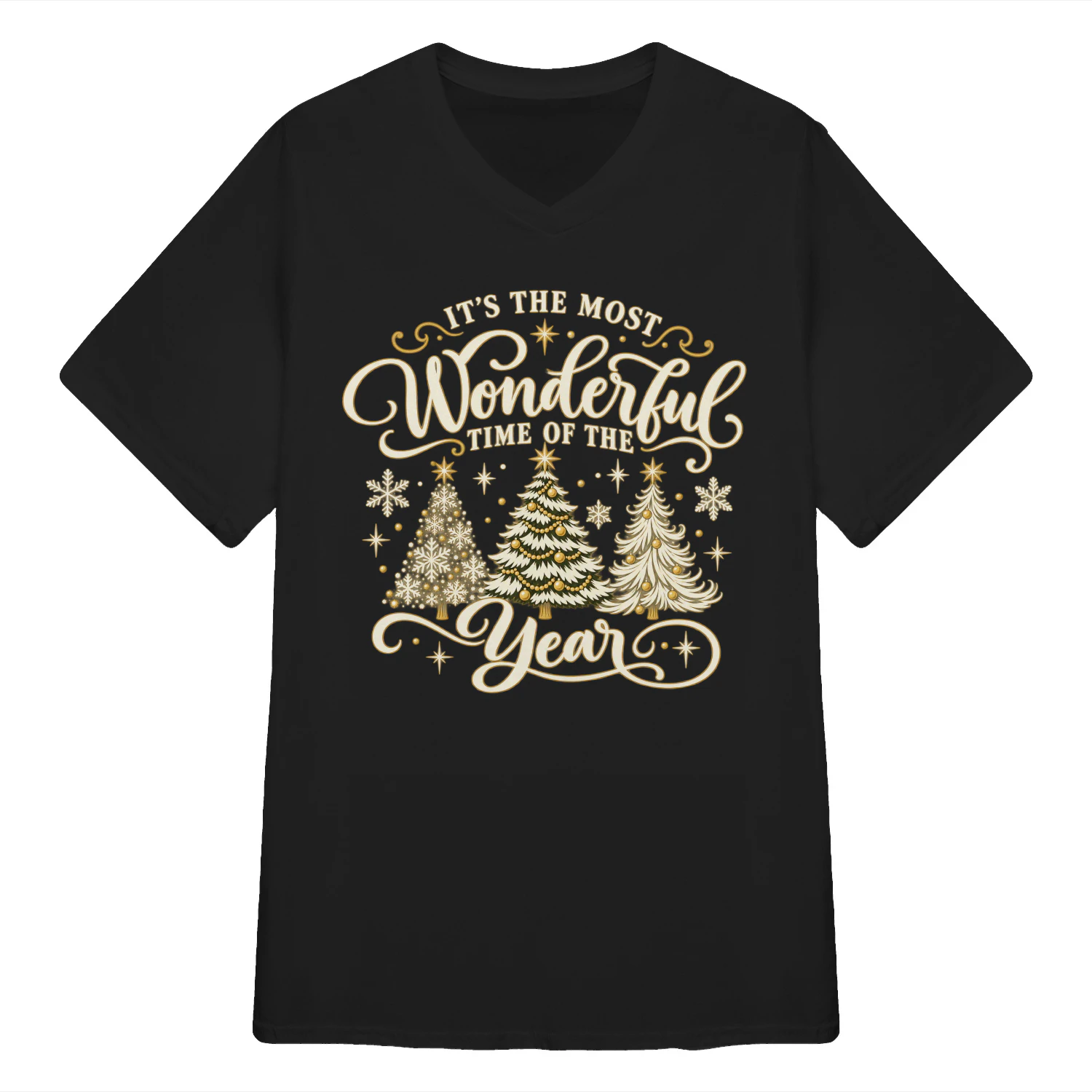 Wonderful Time of the Year Ivory & Gold Holiday T-Shirt