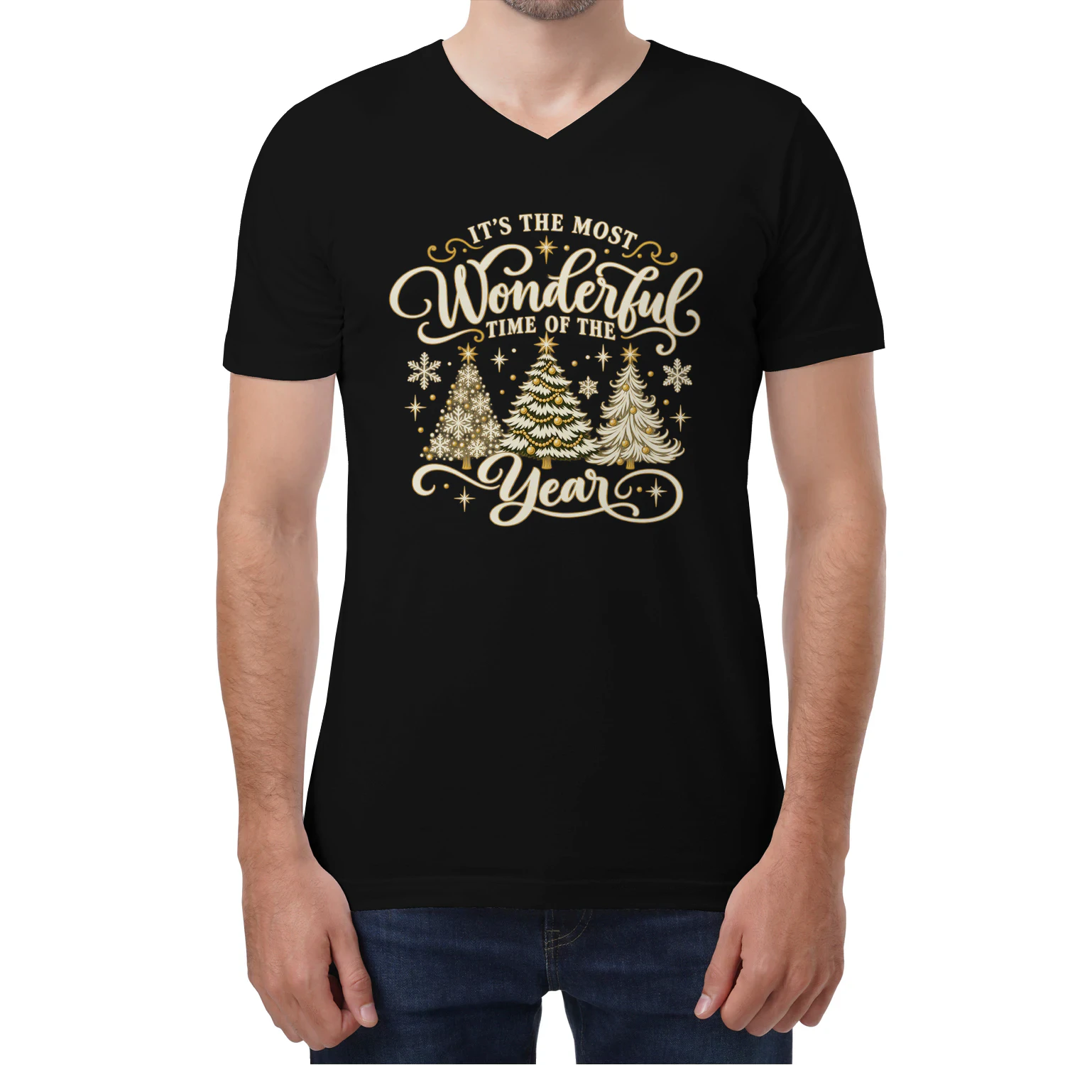 Wonderful Time of the Year Ivory & Gold Holiday T-Shirt