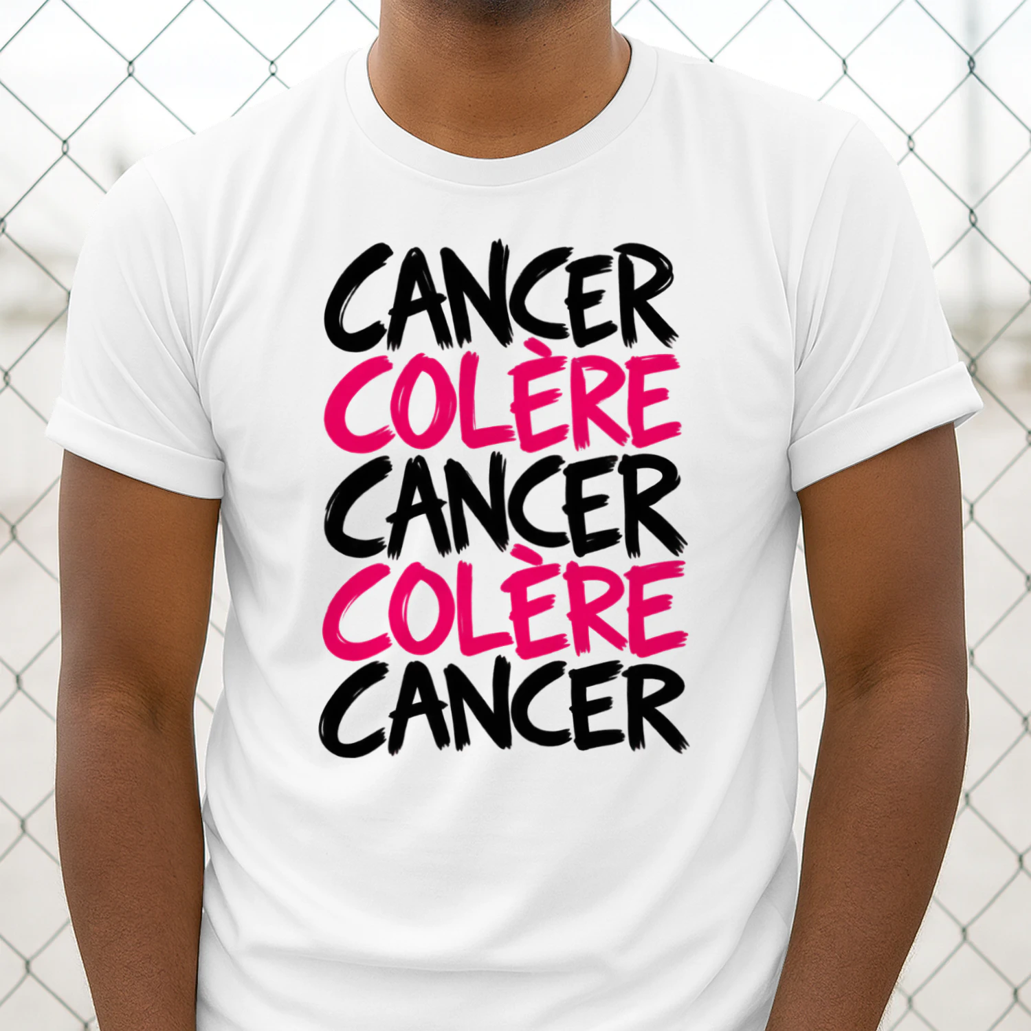 Cancer et Colère – Message de soutien en noir et rose T-shirt 