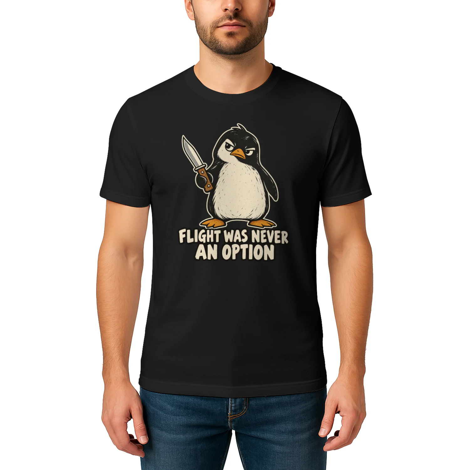 Flight Was Never an Option – Funny Penguin T-Shirt