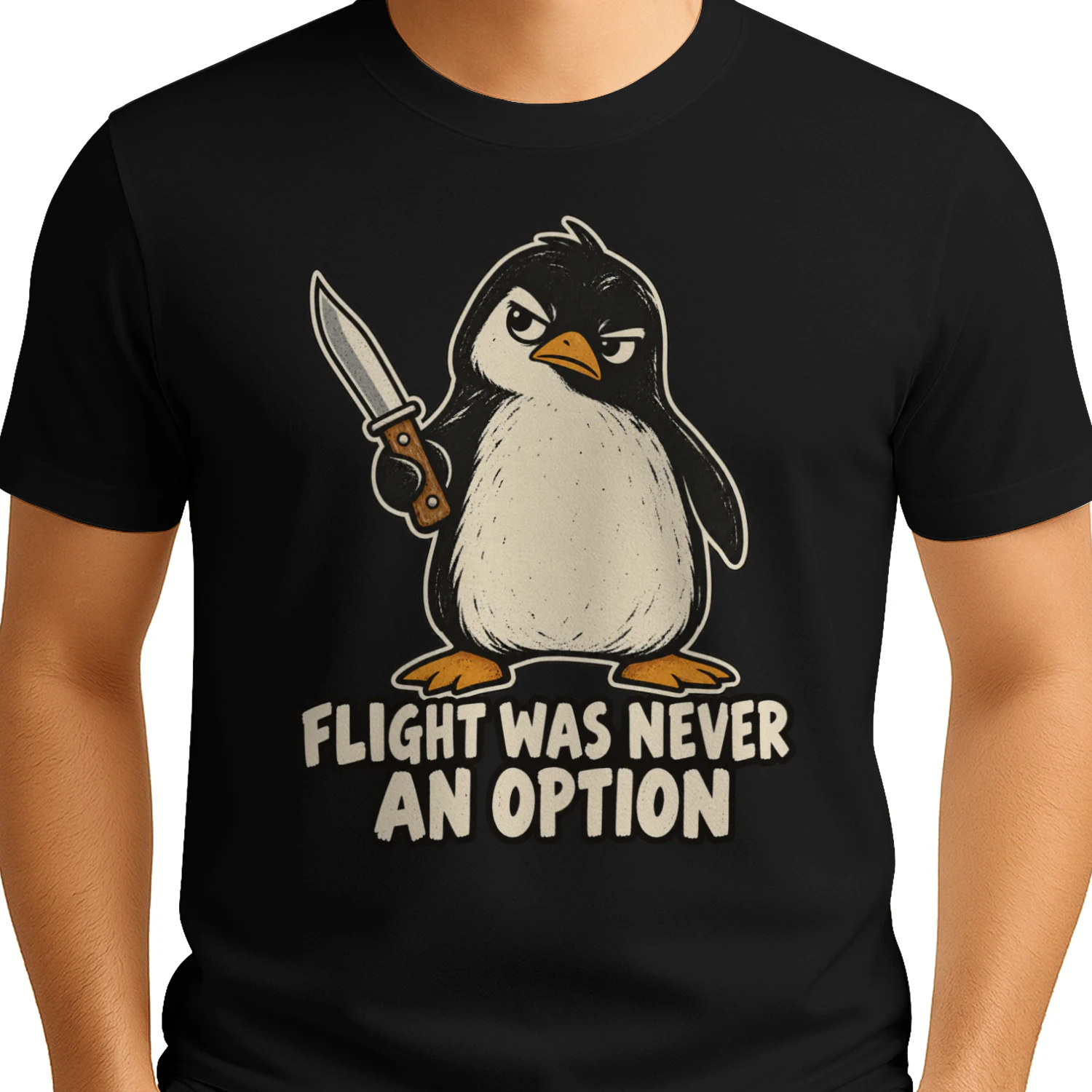 Flight Was Never an Option – Funny Penguin T-Shirt