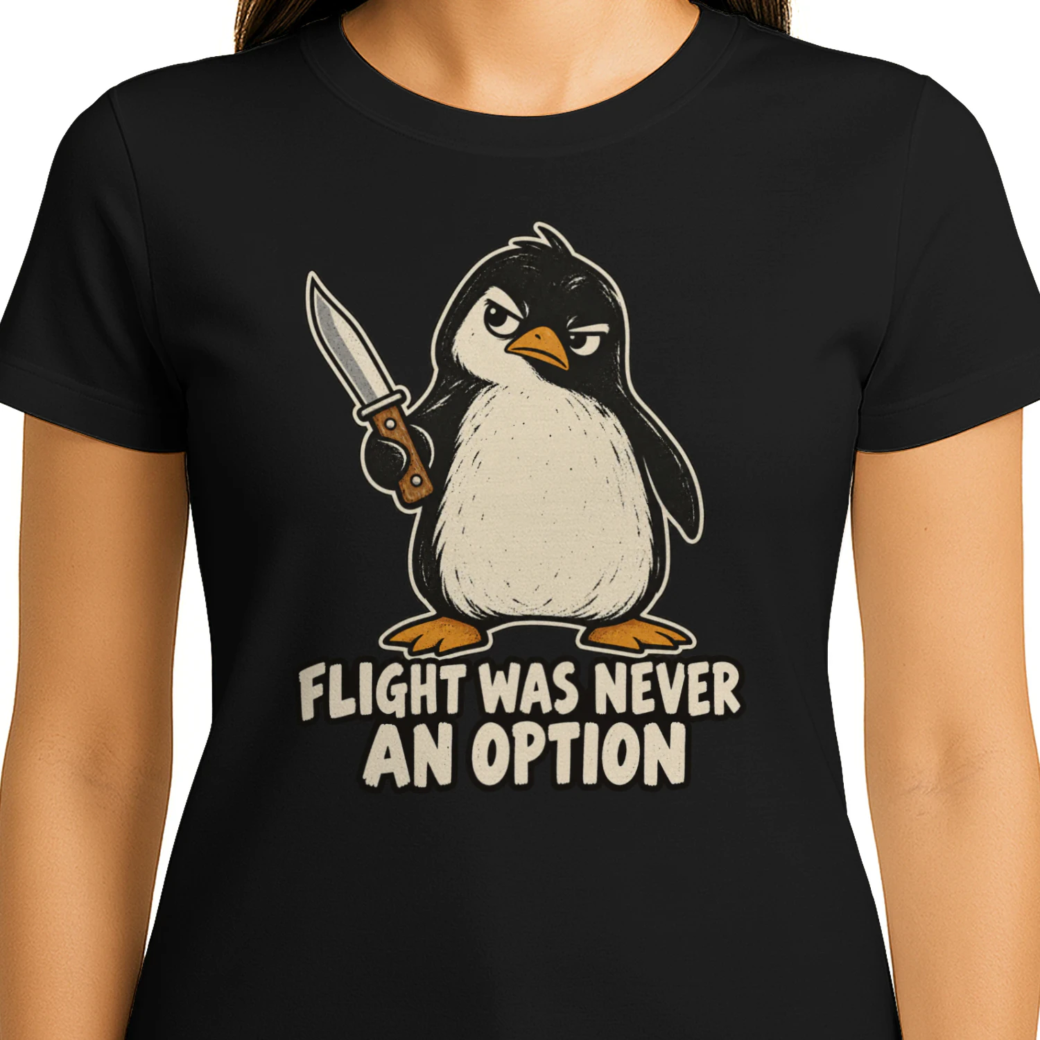 Flight Was Never an Option – Funny Penguin T-Shirt