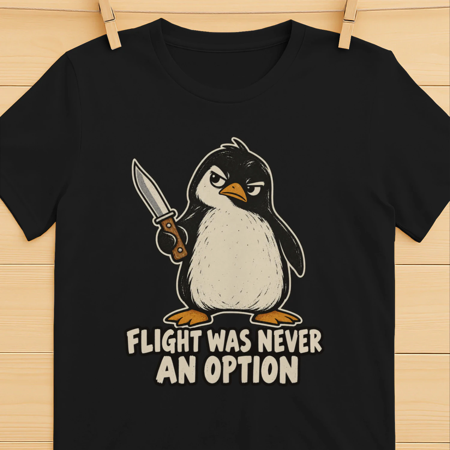 Flight Was Never an Option – Funny Penguin T-Shirt