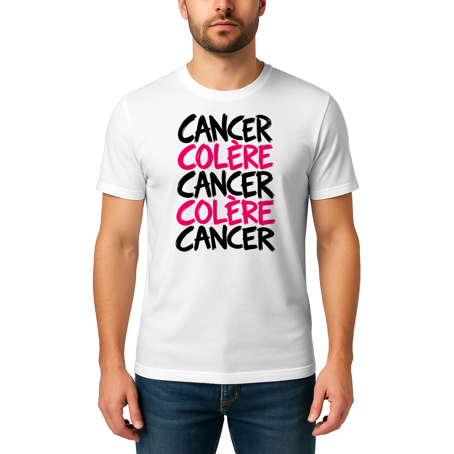 Cancer et Colère – Message de soutien en noir et rose T-shirt 
