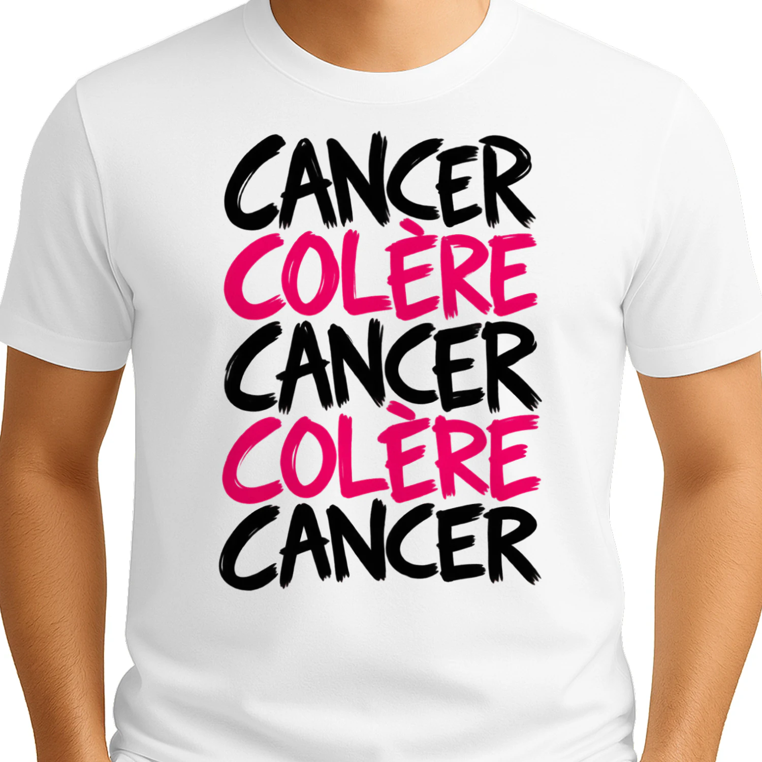 Cancer et Colère – Message de soutien en noir et rose T-shirt 
