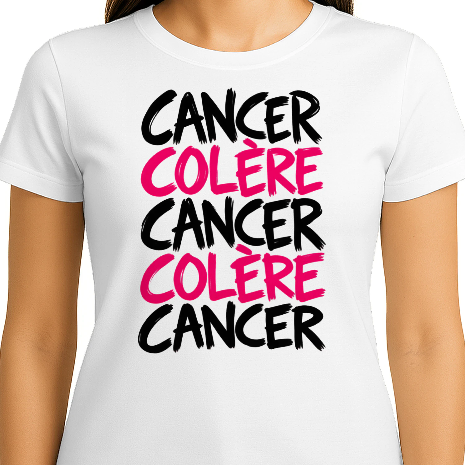 Cancer et Colère – Message de soutien en noir et rose T-shirt 