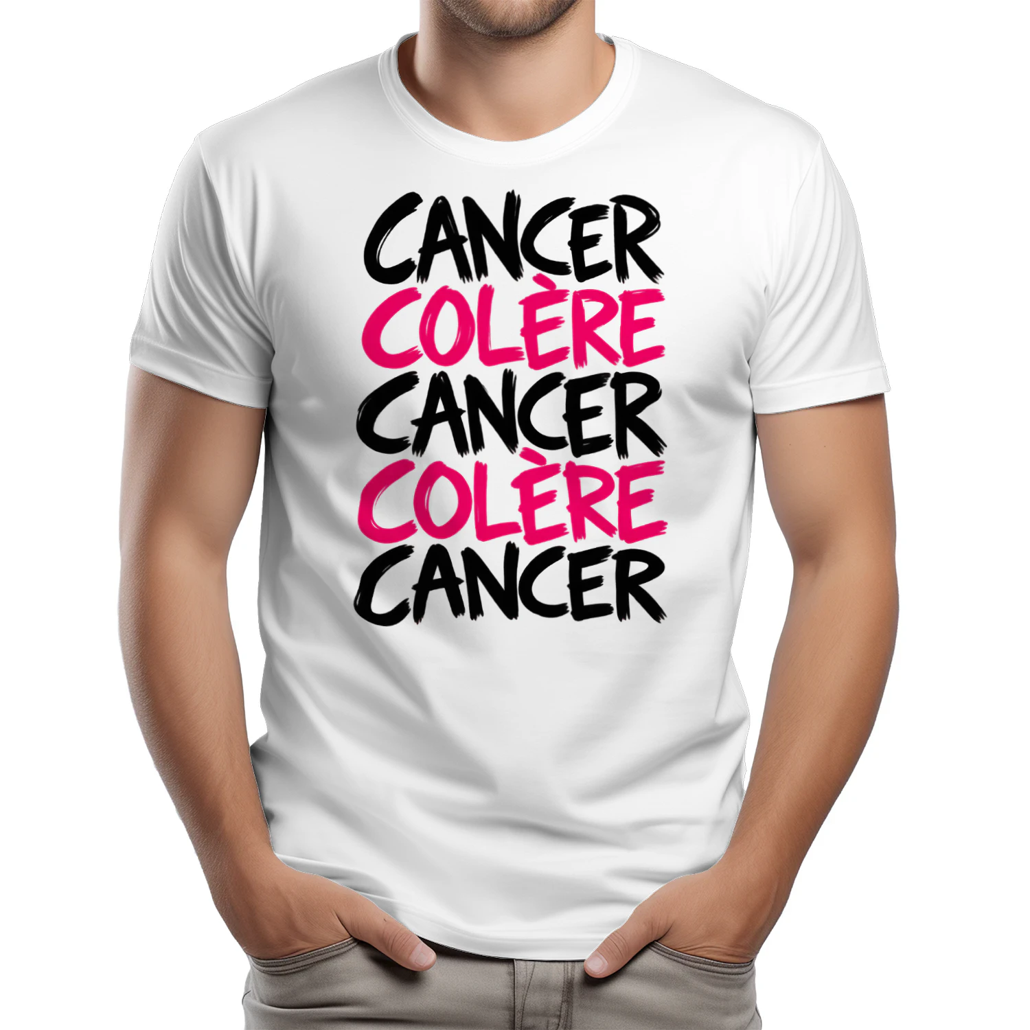 Cancer et Colère – Message de soutien en noir et rose T-shirt 