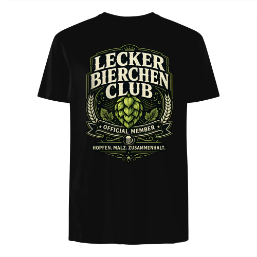 Lecker Bierchen Club Bier Backprint Rückseiten-Druck Party Bierkachu T-Shirt