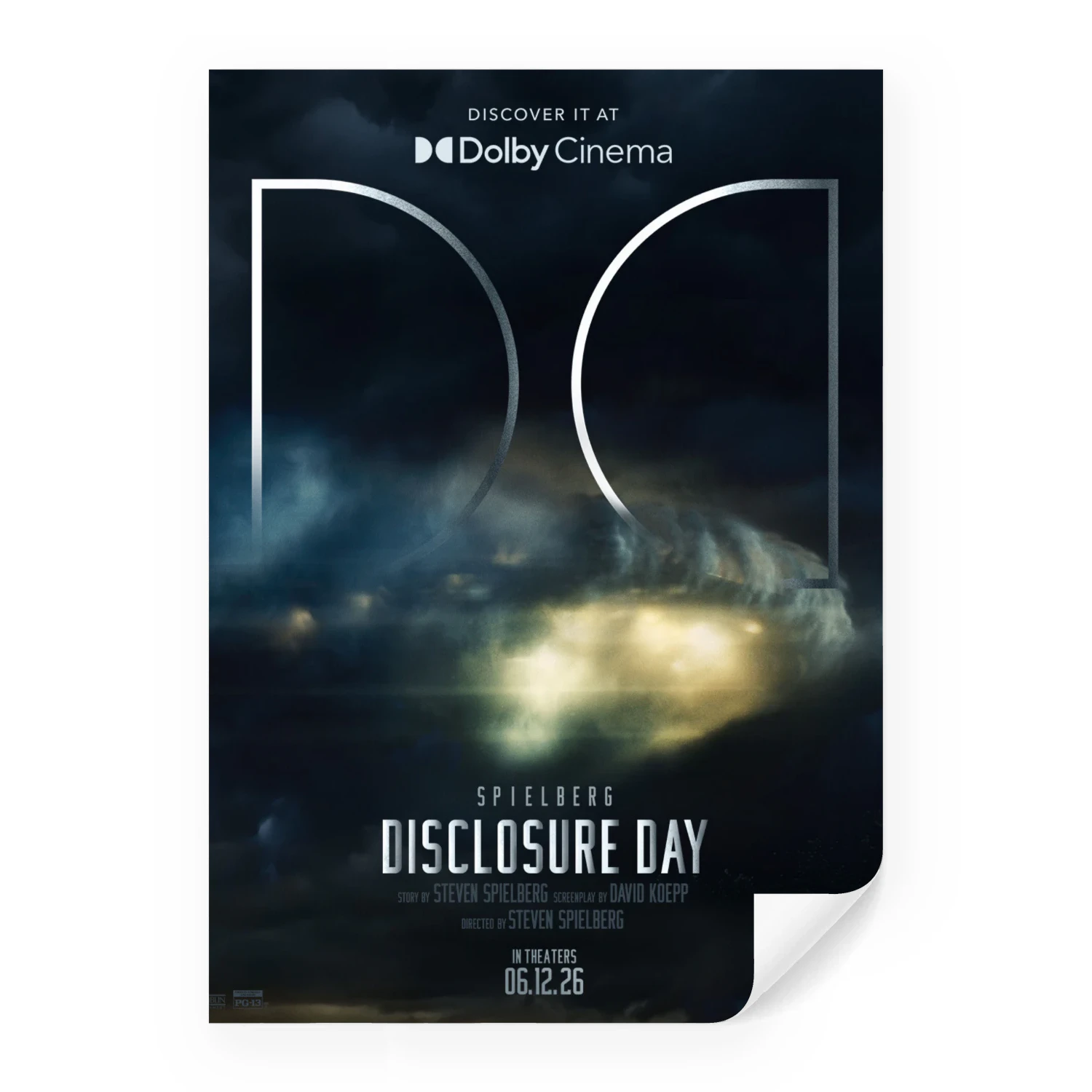 Disclosure Day 2026 Steven Spielberg Dolby Cinema Poster – Storm Clouds Glowing Light | Official DC Variant Print