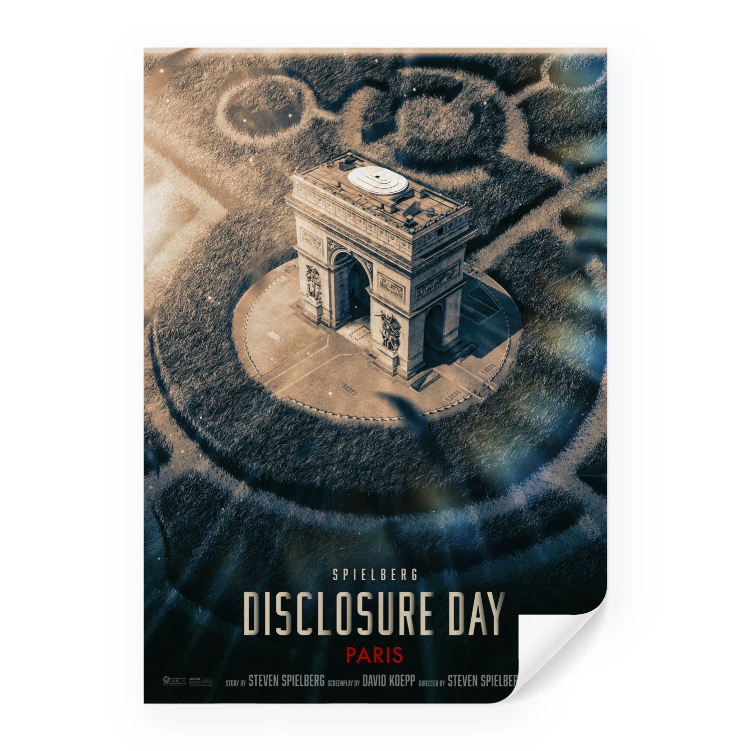 Disclosure Day Paris Steven Spielberg Poster – Arc de Triomphe Crop Circles | Official Location Variant Print