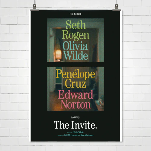 The Invite 2026 Olivia Wilde Movie Poster – Seth Rogen, Penélope Cruz & Edward Norton | Sundance Film Print