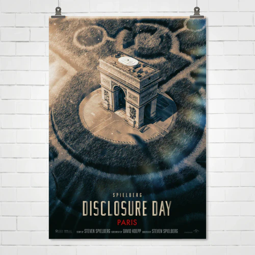 Disclosure Day Paris Steven Spielberg Poster – Arc de Triomphe Crop Circles | Official Location Variant Print