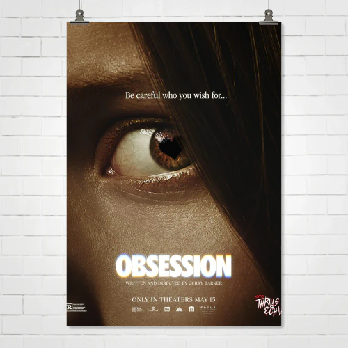 Obsession 2026 Horror Poster – Eye with Heart Pupil “Be Careful Who You Wish For” | Extreme Close-Up Print