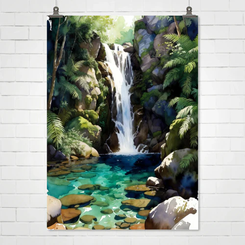 Hidden Jungle Waterfall | Tropical Paradise Poster
