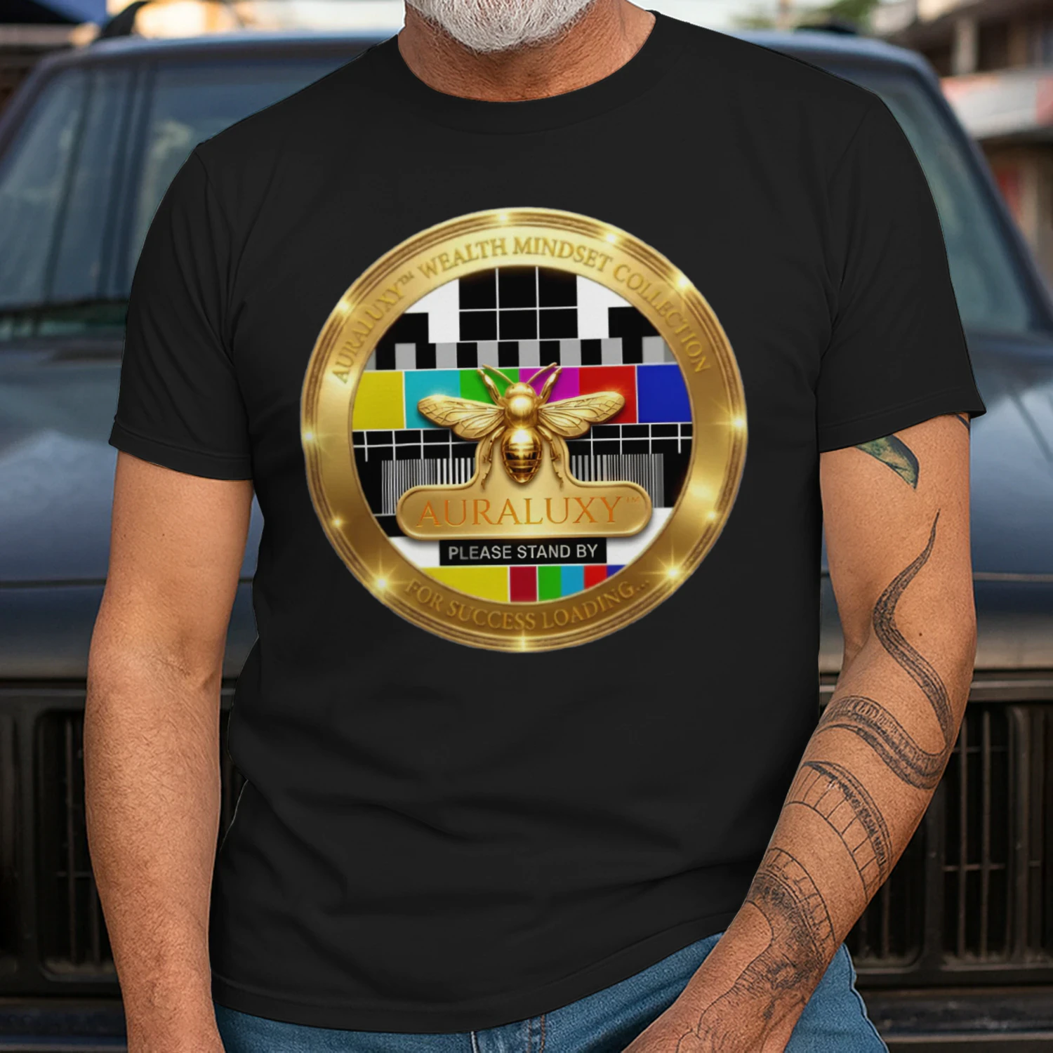 Auraluxy "Success Loading" Golden Bee Premium Streetwear Tee