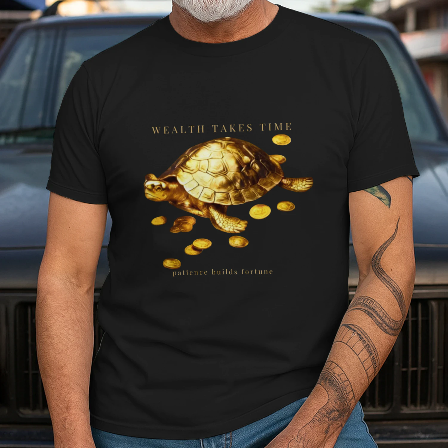 AURALUXY™ Golden Turtle – Wealth Mindset Premium Tee