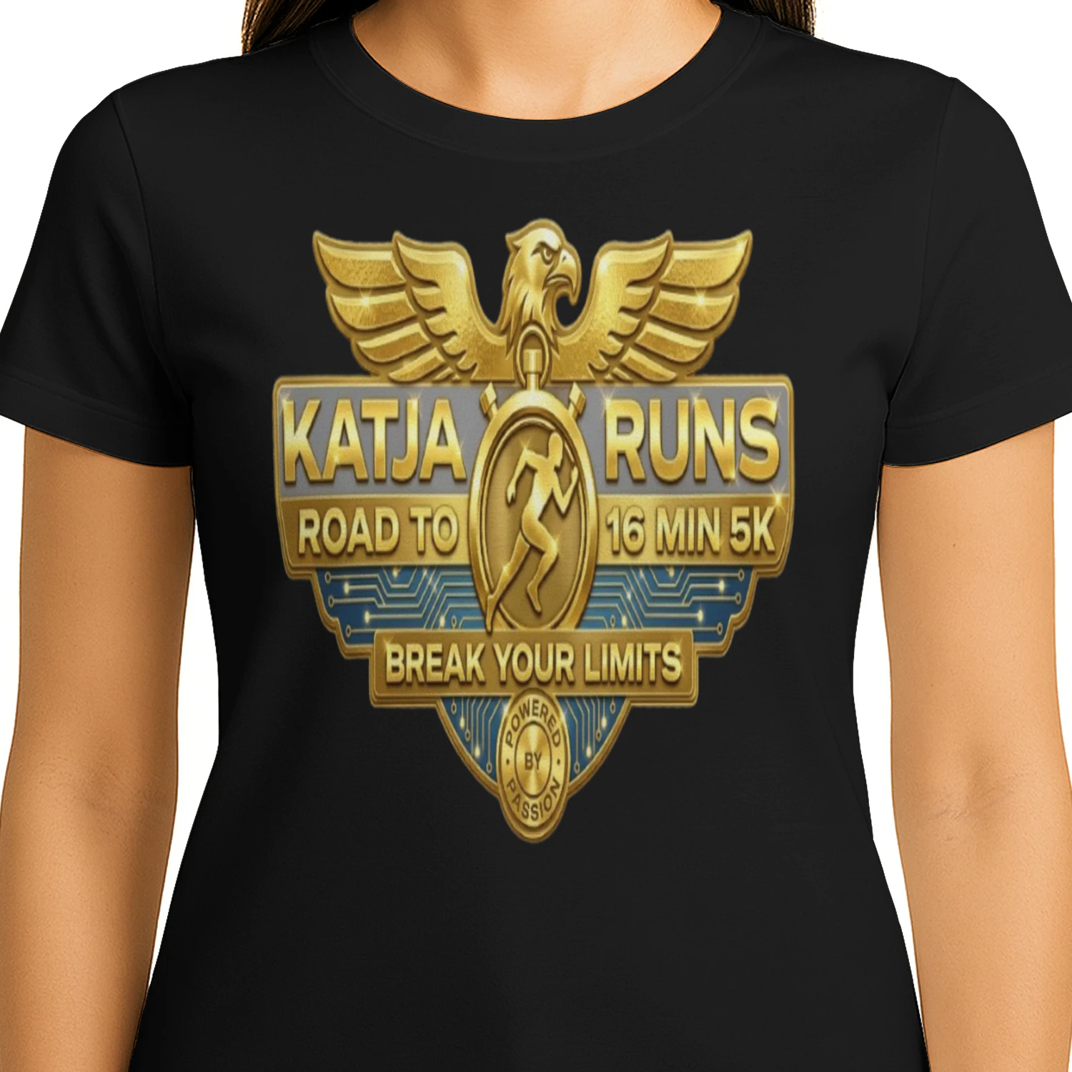 Aura – Katja Runs Gold Performance Graphic Tee