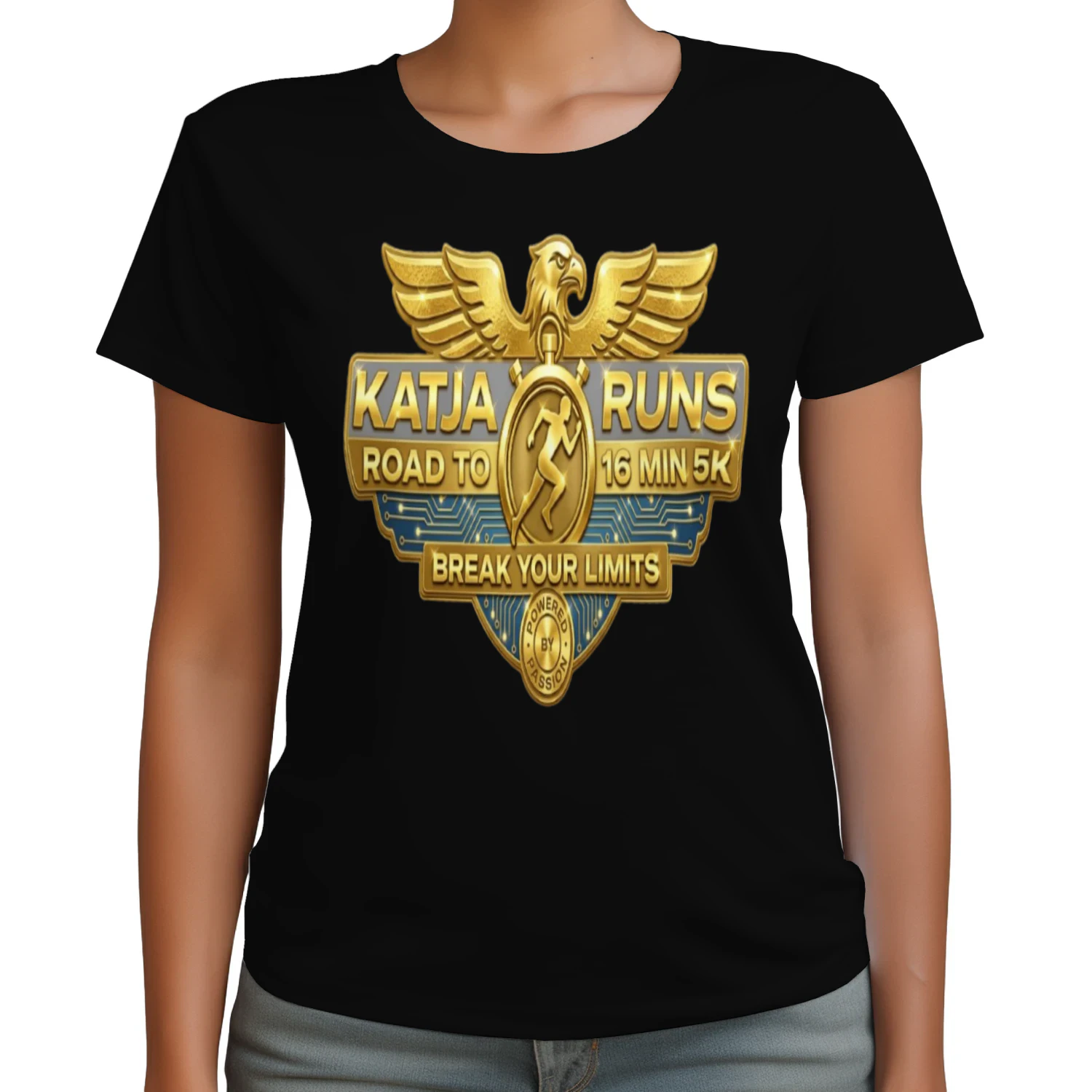 Aura – Katja Runs Gold Performance Graphic Tee