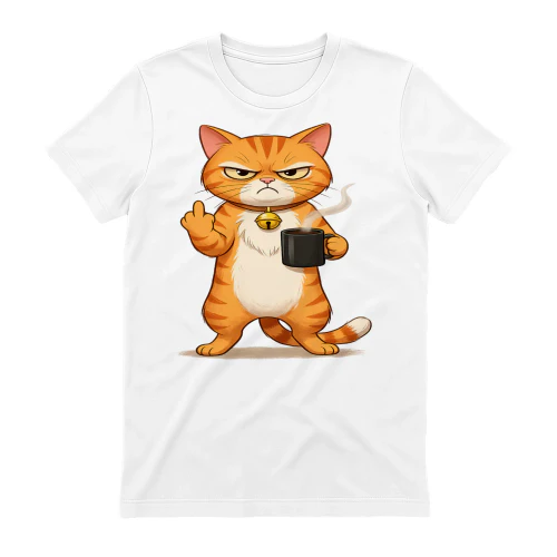 Cat Grumpy Holding Coffee Mug