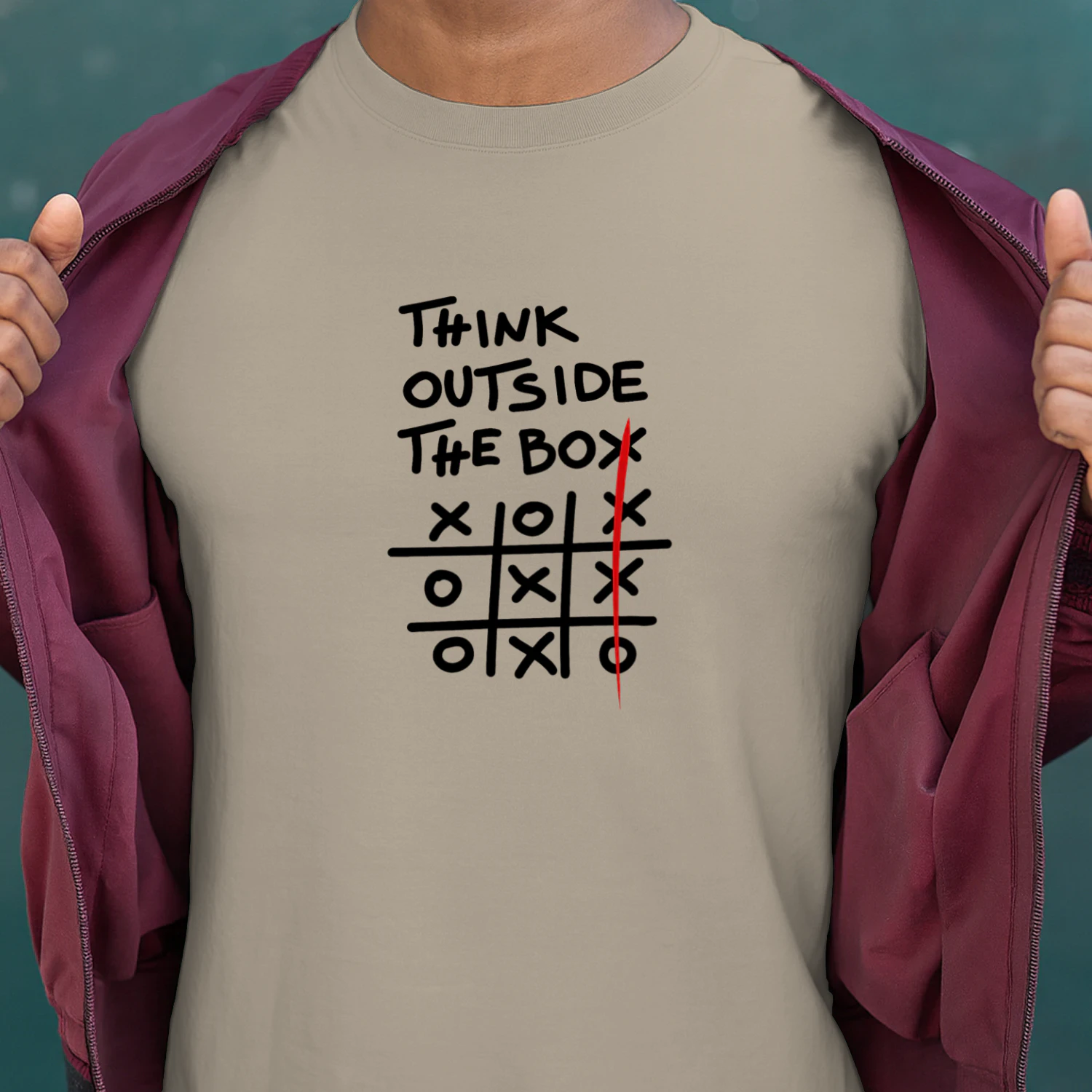 "Think Outside The Box" Creative Tic-Tac-Toe T-Shirt