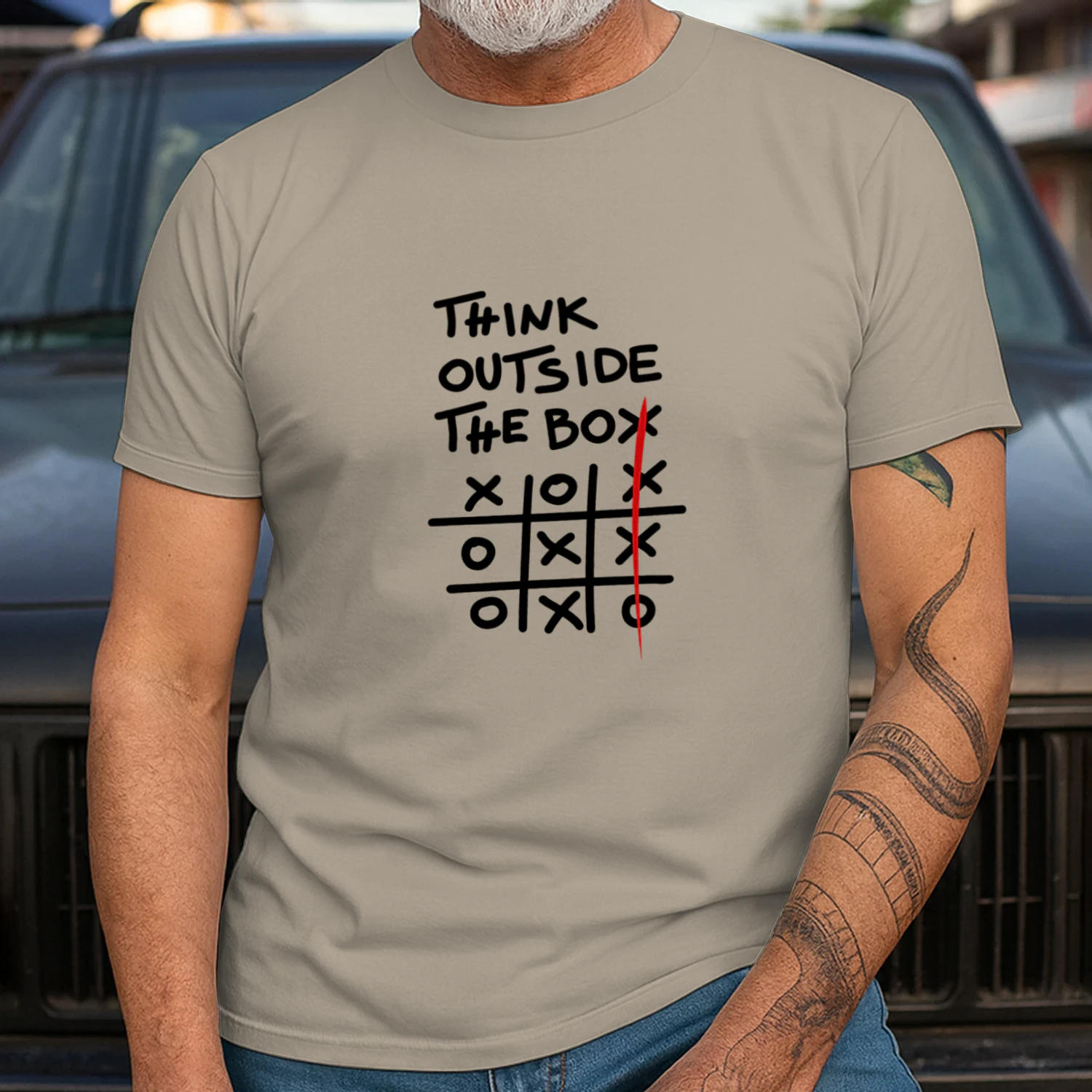 "Think Outside The Box" Creative Tic-Tac-Toe T-Shirt