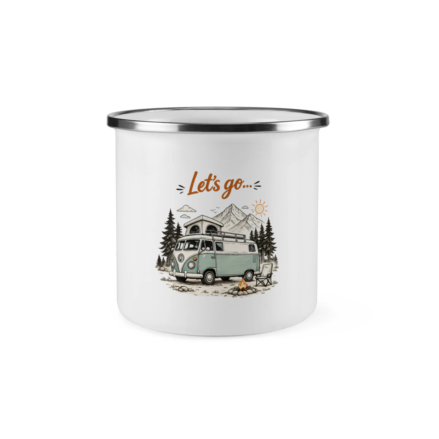 Let's Go" Vintage Camper Enamel Mug - 12oz Outdoor Coffee Cup