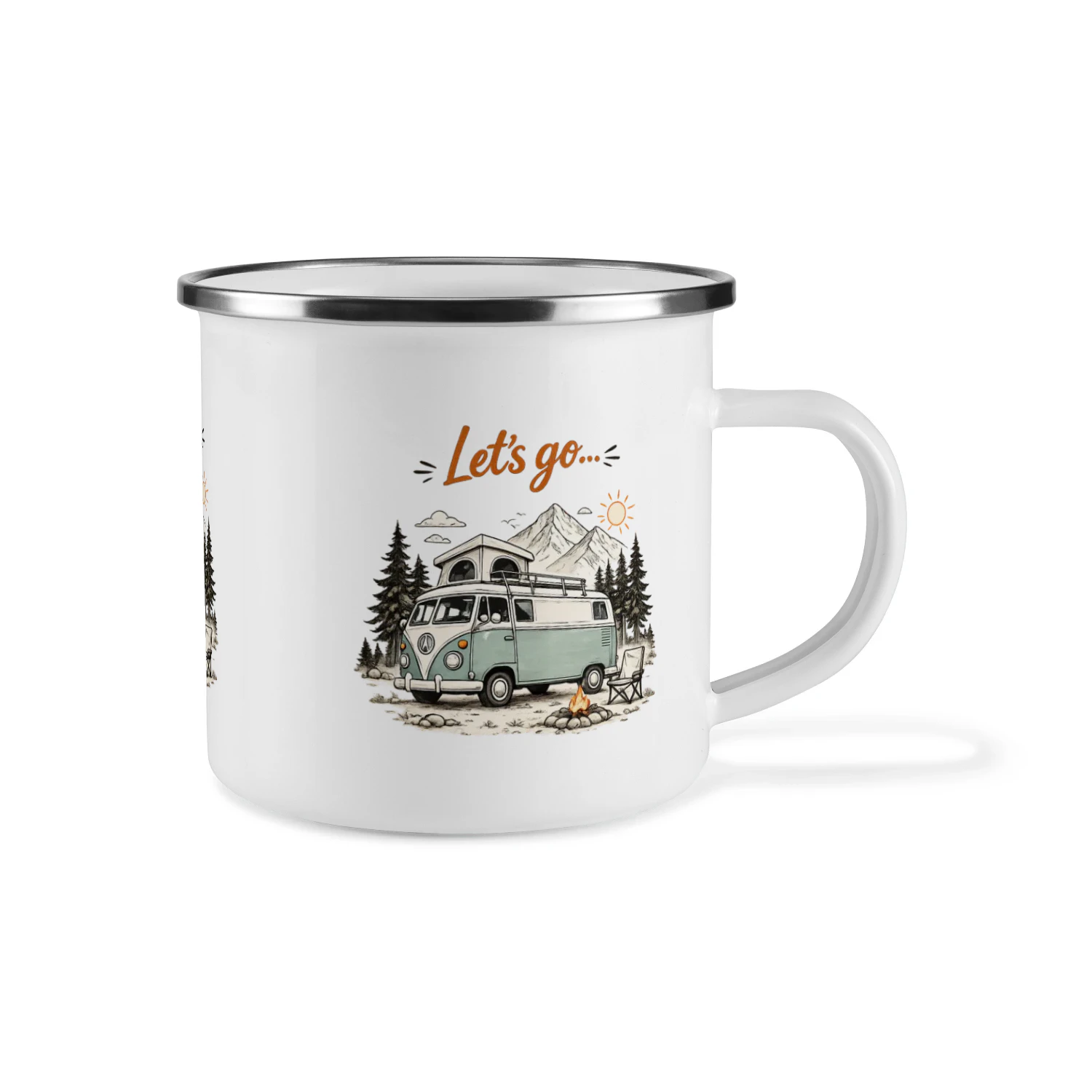 Let's Go" Vintage Camper Enamel Mug - 12oz Outdoor Coffee Cup